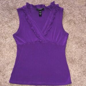 Cable and gauge petites purple ruffle top
